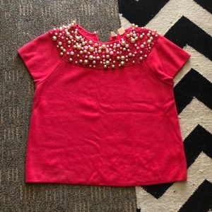 Anthropologie Embellished Pink Knit Tshirt